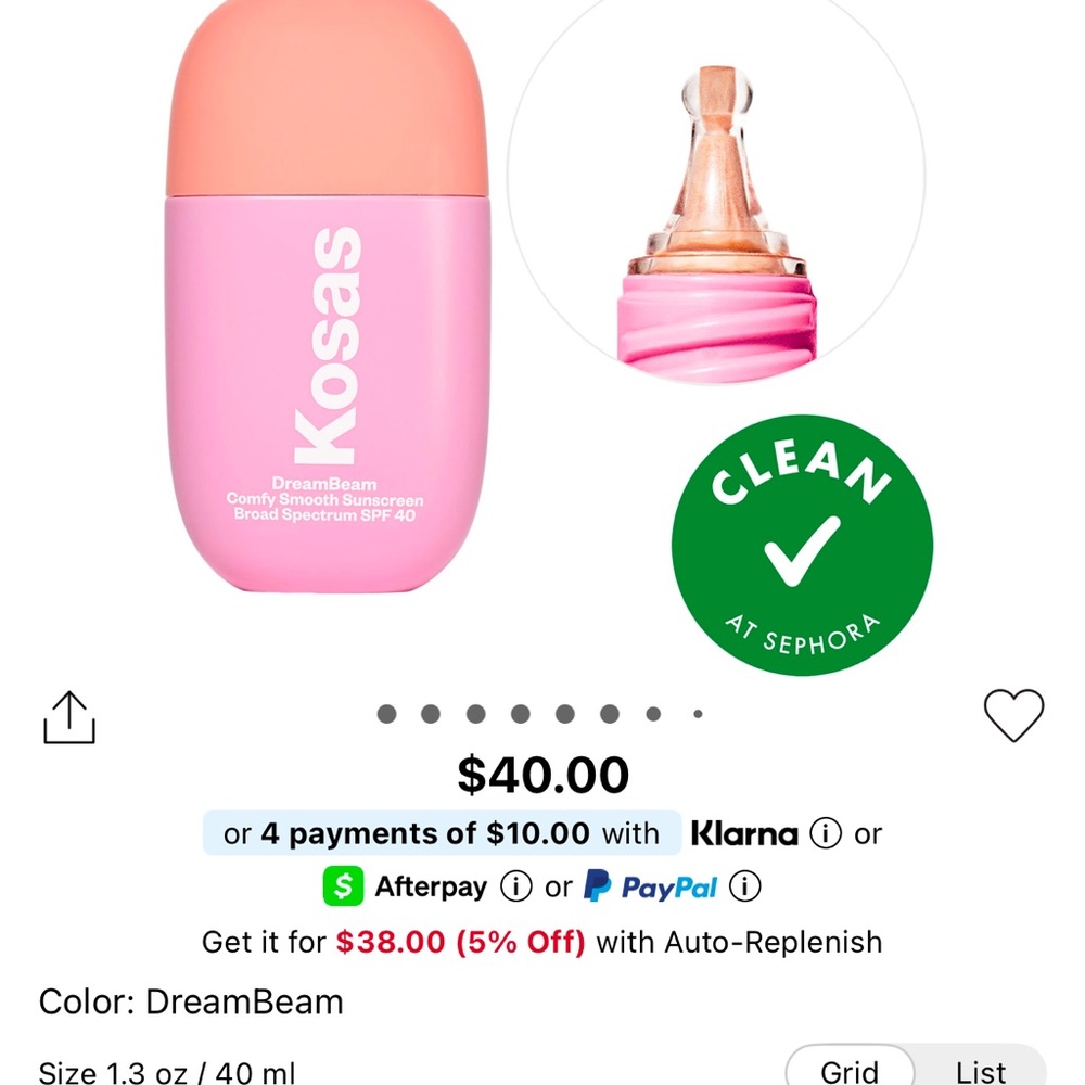 Kosas DreamBeam SPF 40 Sunscreen - Pink Gradient